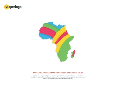 african island illustration map logo design full color