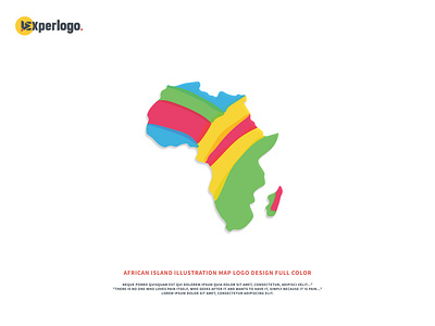 african island illustration map logo design full color