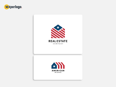 American house flag icon vector illustration real estate logo