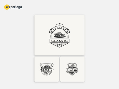 Vintage classic car badge logo design illustration