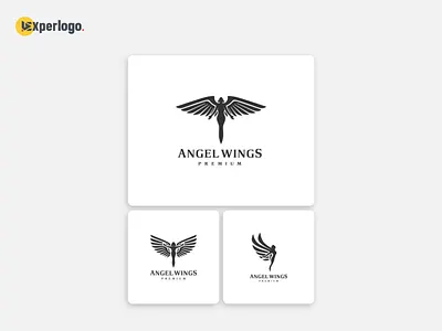 Angel logo design illustration with wings for award