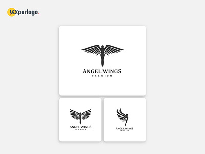 Angel logo design illustration with wings for award