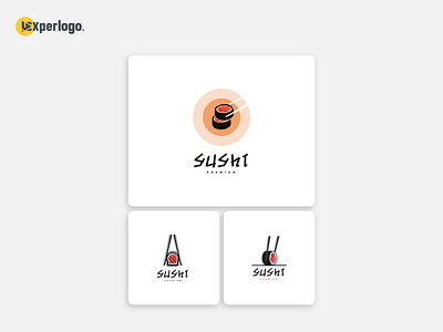 Sushi, Seafood logo design with chopstick swoosh bowl for japan