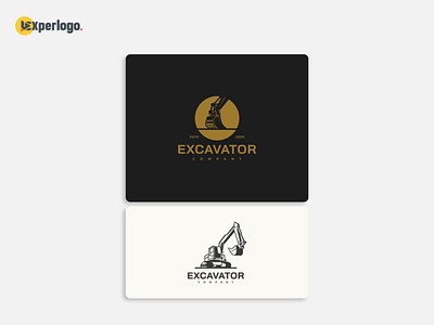 Excavator vintage vector logo design illustration