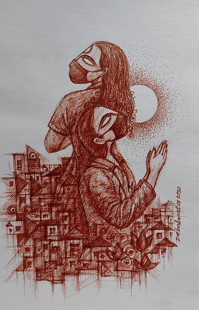 Pray for the world at Covid art covid art creative human life pandemic pen and ink pen sketch pray sketch