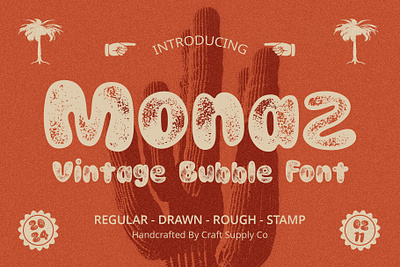 Monaz Vintage bold bubble creative cute design display font funky lettering logo typeface vintage