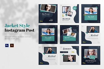 Jacket Style Social Media Post advertising banner facebook instagram jacket jacket style social media post post promotions social social media post stories style template