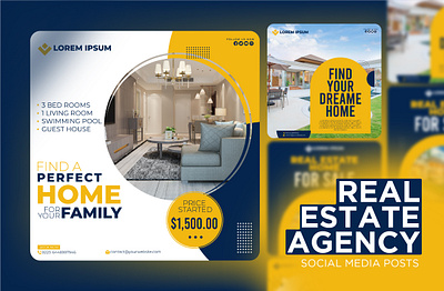 Real Estate Agency Social Posts Design Template agency apartment branding creative design estate estate agency graphic design illustration marketing post posts template property real real estate agency social media social posts template