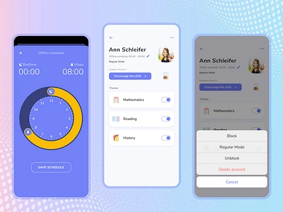 Mobile app helps parents set boundaries for their children's mob app child control design for childrens illustration ios mobile product design ui ux