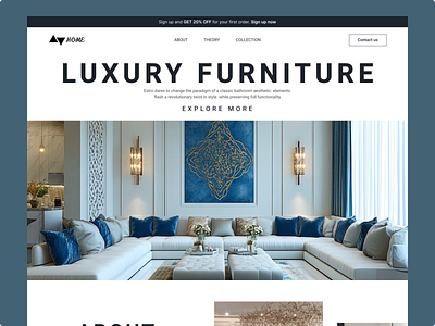 Luxury Furniture Webside landing Page adobi photoshop aesthetic collation page e learning elegent fashion figma fireplace landingpage luxury minimalist mobile app design mordern online platform shopify ui ux web design webside webside layout