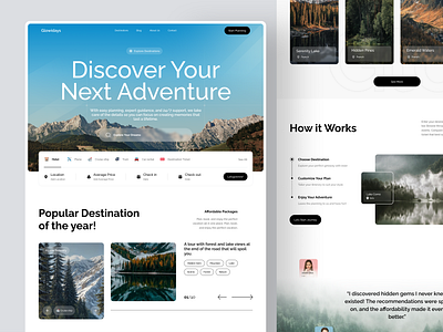 Holiday landing adventure button destination forest holiday how it work menu mountain roadmap tag testimonials ticket travel trip