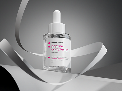 Molecule53 Peptide Complex 10% Serum - 3D Render 3d modeling 3d product visualization 3d rendering aboxagency branding cosmetic 3d design design digital product design graphic design illustration luxury skincare rendering molecule53 premium skincare visuals product visualization