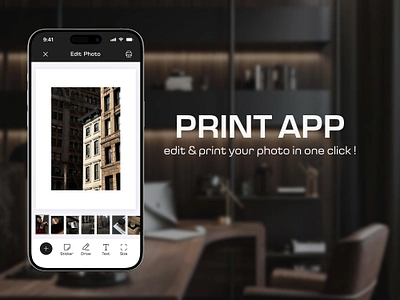 Print app editor adobe photoshop editor screen figma ios minimalism mobile app office app print app style uiux