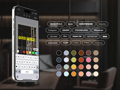 Text editor adobe photoshop design figma fonts ios keyboard mobile app pallets print app text editor text screen uiux