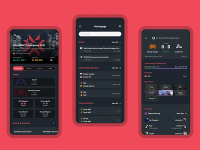 Mobile app THESPIKE.GG is the Home of Competitive VALORANT. app design game ios mobile statistics ui ux
