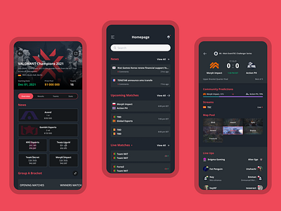 Mobile app THESPIKE.GG is the Home of Competitive VALORANT. app design game ios mobile statistics ui ux