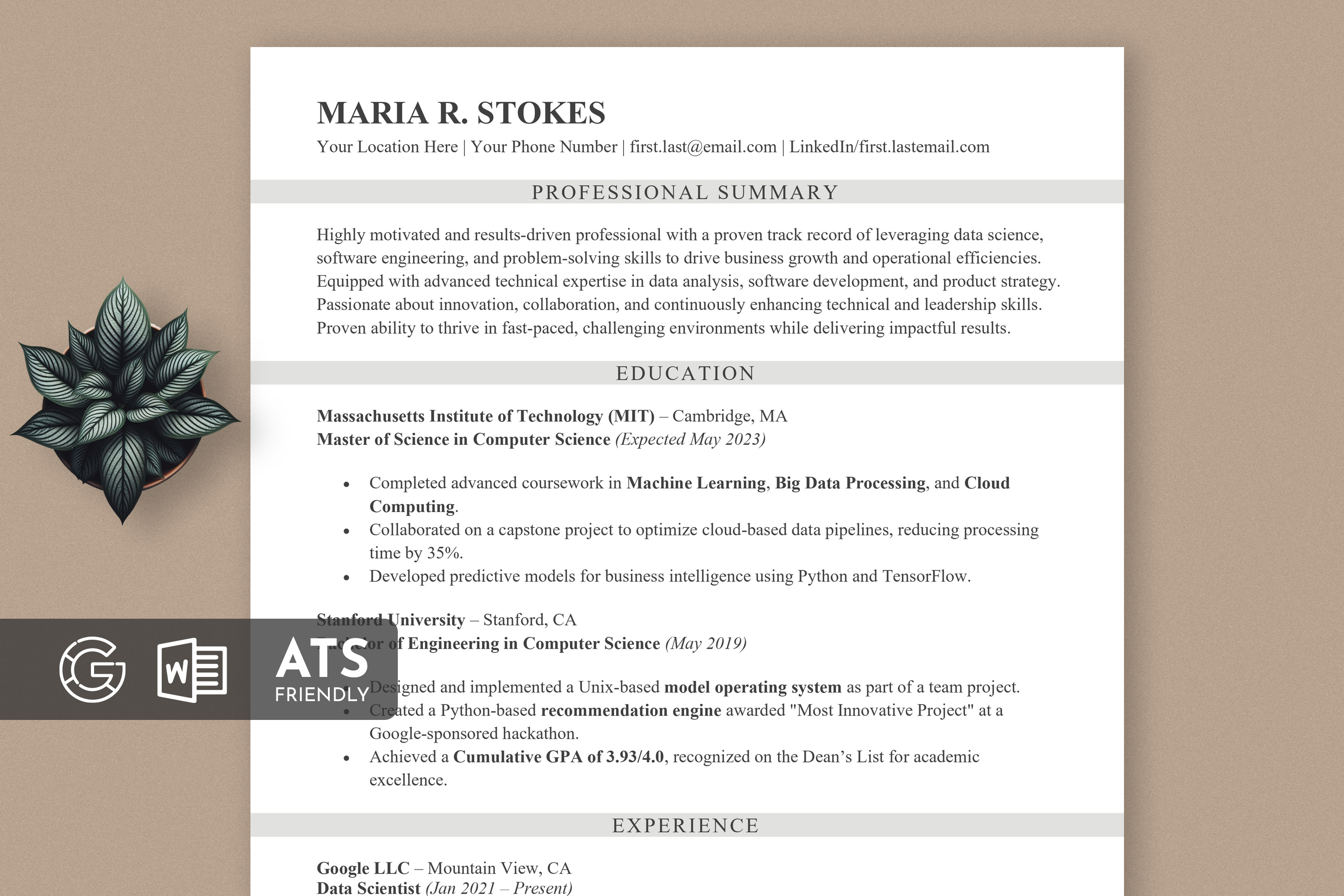 ATS Friendly CV ats resume cover letter cv cv design professional resume resume resume design