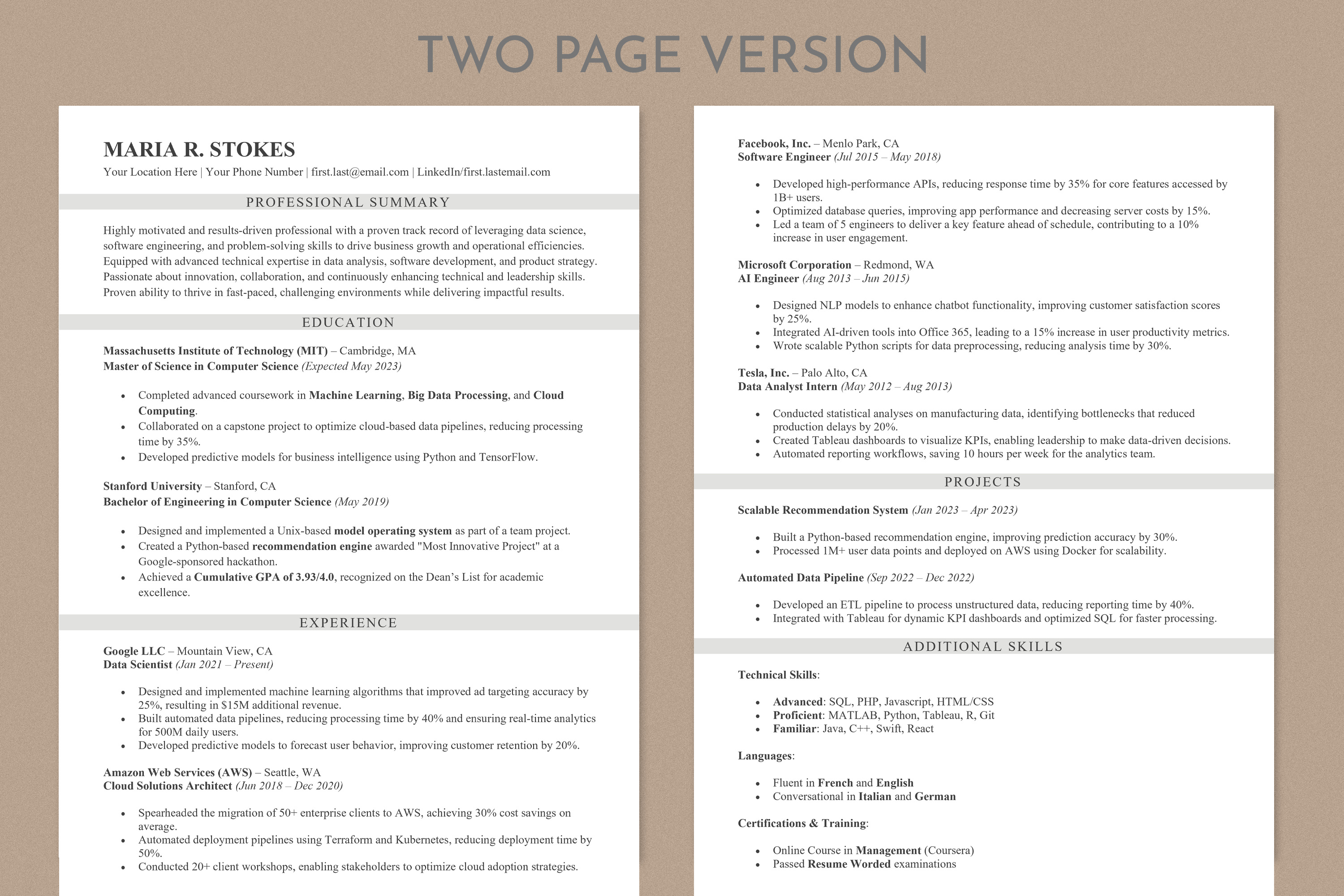 Example of Ats Friendly Optimized Resume Writing