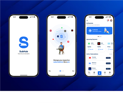 Subscription Hub branding creative ui design graphic design illustration latest mobile app logo logo creation mobile app mobile application mobile view subscription app subscription manager ui ui design uiux mobile app ux ux design