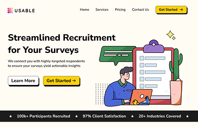 Survey Recruitment website 3d animation app appdesign branding graphic design hiring landingpage logo motion graphics product recruitment service survey ui ux uxresearch web webdesign website