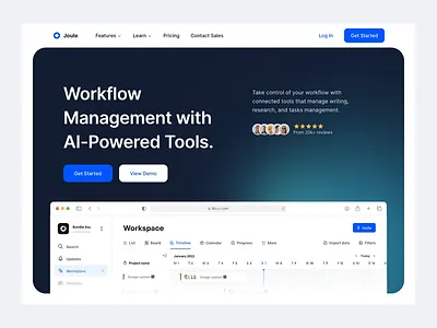 Joule - AI Task Management Landing Page ai animation artificial intelligence b2b clean dipa inhouse hero hero section interaction landing page modern project management saas startup task management web design website