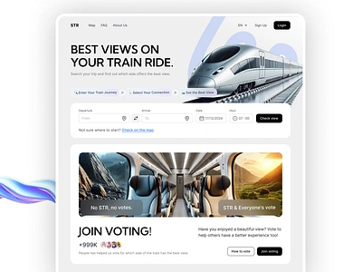 STR - Choose scenic train views. booking creative design greatdesign landscape minimal travel ui uiuxdesign ux web webdesign