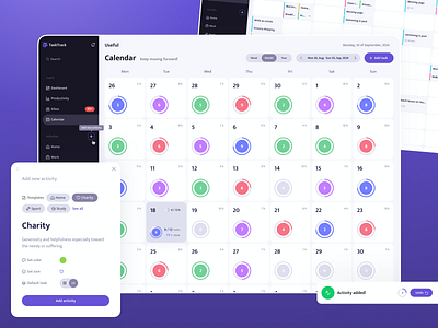 Task tracking platform calendar analytics calendar calendar app calendar views case study clean data visualization gotoinc management modern modern design productivity app real app smart assistant task app task tracking time tracking ui design useful ux