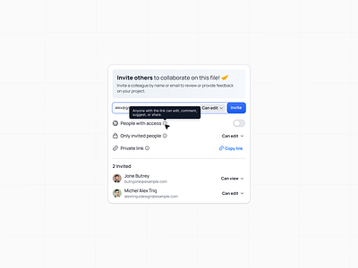 Invite Members add member clean ui form input invite members invite ui minimal ui modal pop up saas ui share modal share ui text field tooltip ui modal