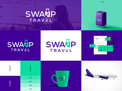 Travel Airline Logo Design | Agency Tour Logo Design branding branding logo business logo design gradeint iconic iconic logo identity illustration logo logo design modern travel logo troly bag troly logo turist logo