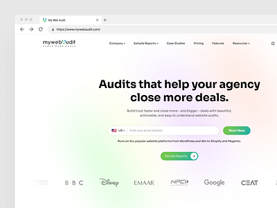 Website Audits - Product SaaS Header Website UI Template Design agency analytics audits blog case study clean design dribbble gradient hero product productivity reports saas ui ui ux web app web ui website