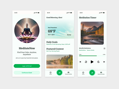 Meditate App Design calmu cleanui ipastelgradient meditationapp mindfulnessdesign minimaldesign mobileappdesign relaxationapp softgradients uiuxdesign userinterface wellnessapp
