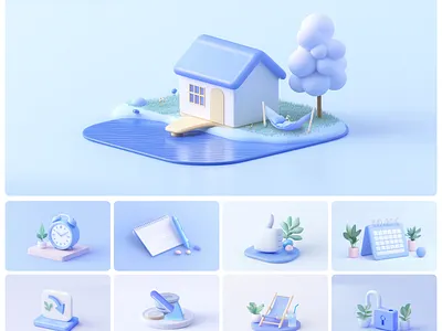 3D clay Finance and Banking icons 3d 3d rendered banking blue scene clay models finance graphic design isometric ui