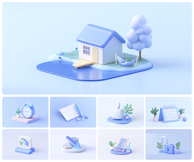 3D clay Finance and Banking icons 3d banking blue scene clay models finance isometric ui