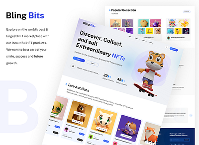 Bling Bits NFT - Landing Page branding design flat landing page nft design nft landing page nft logo nft services ui web application website