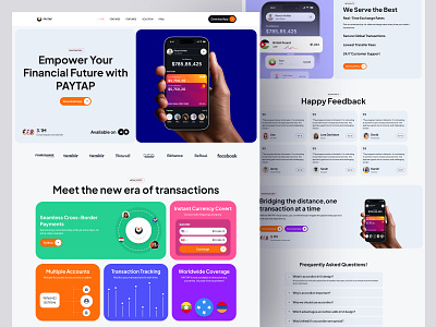 Paytap - Fintech App Landing Page business design digital business fintech landing page layouts light paytap ui ui design unified ui unifiedui user experience ux website