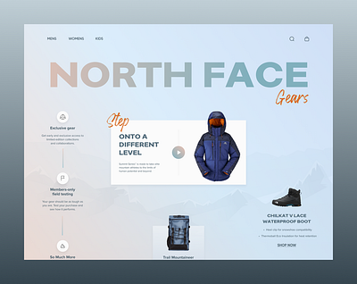 An adventure products E-commerce platform adventure e commerce hiking mountain climbing mountain hiking rafting snowboard ui ux website