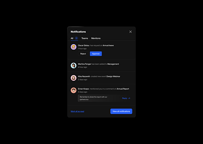 Notification Modal - Dark Mode app design ui ux