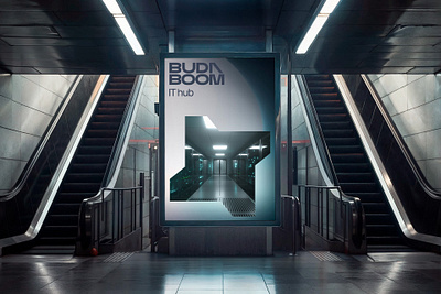 Buda Boom IT-company brand identity 3d animation billboard branding design download free freebie graphic design illustration logo mockup mockup cloud mockupcloud motion graphics ui