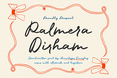 Palmera Dirham - Whimsical Handwritten Script Font corporate font cursive font fancy font magazine font product packaging font script font whimsical whimsical font