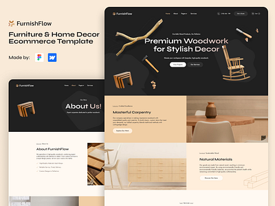 Furniture & Home Decor Webflow Template animation branding business chair business decor website design ecommerce template figma furniture website graphic design interior design website latest webflow template modern website responsive design template ui webflow webflow template website woodworks template