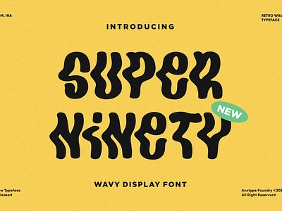 SUPER NINETY - WAVY GROOVY DISPLAY FONT 70s 80s 90s band font bold font branding font corporate font display font funky font graphic design groovy font handwriting handwritten headline font logo magazine font modern font retro font vintage font wavy font