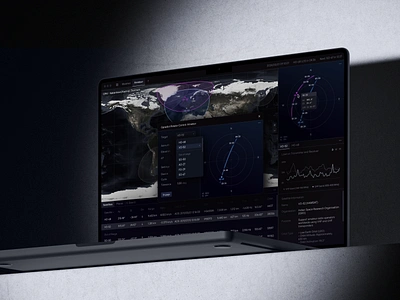Dashboard Design for Satellite Monitoring and Management aerospace b2b datavisualization geospatial gnss microsatellite monitoring monitoring app orbit orbital satcom satellite sputnik telecommand telemetry tracking transmission ui web web design