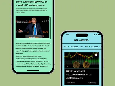 Crypto news feed screen crypto news news ux design web3 web3 design