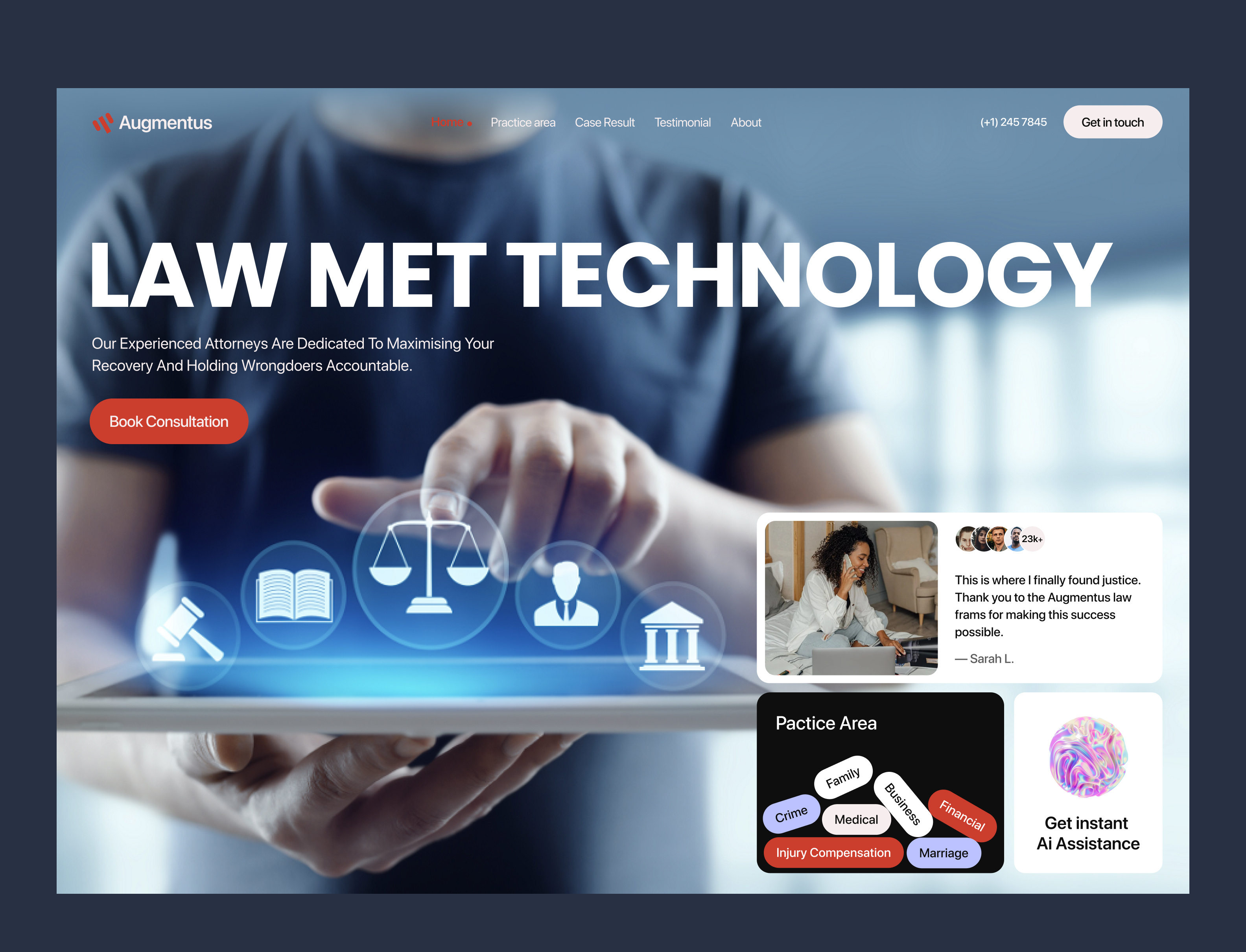 Augmentus Law firm advicer business clean crime design family financial firm injury compensation justice law lawyer marriage medical ui ux web website zihad