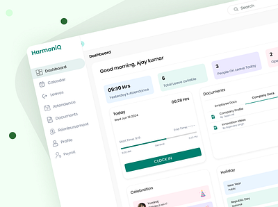 Harmoniq HRMS Dashboard branding figma graphic design interaction motion graphics studio ui