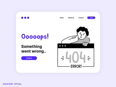 404 Page 008 404 404 page daily dailyui dailyui008 design error illustration minimal oops page purlpe simple ui ux wrong