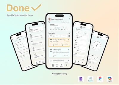 Done- Case Study app design appdesign case study casestudy design minimal design mobile product product design productdesign productive productivityapp prototyping uiux uiux design wireframe