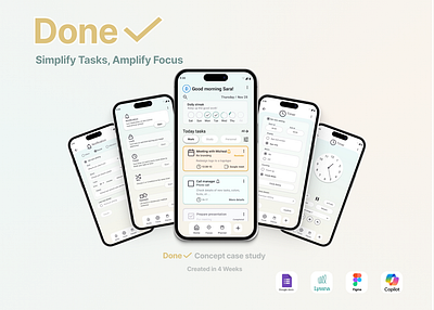 Done- Case Study app design appdesign case study casestudy design minimal design mobile product product design productdesign productive productivityapp prototyping uiux uiux design wireframe