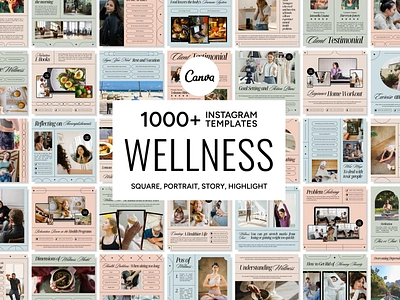 Wellness Canva Template 3d animation branding canva bundle canva template design graphic design illustration instagram bundle instagram pack instagram template logo motion graphics ui ux vector wellness brand wellness content wellness design wellness engagement