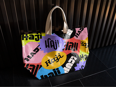 Haji Tote Bag bag brand design branding colourful logo design merch playful sticker stickers tote totebg